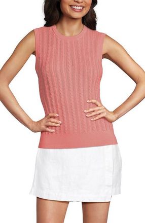 Lands End Cotton Pointelle Shell Sweater in Sunset Coral Pink at Nordstrom, Size Large