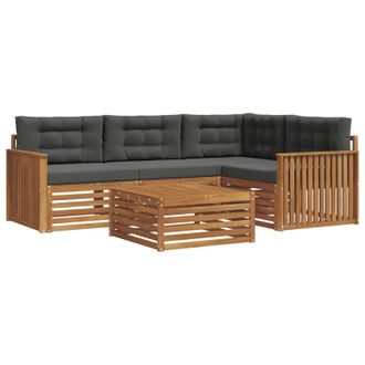 vidaXL Conjunto De Sof&aacute;s De Exterior 5 Pcs Natural Y Antracita Vidaxl