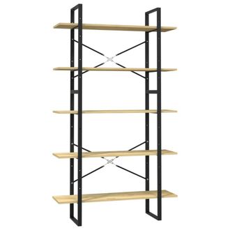 Berkfield Home 5-Tier Book Cabinet 100x30x175 cm Pinewood in Light Tan | Size: 100 x 30 x 175 cm