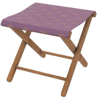 Vent de Boh&egrave;me Taburete plegable de eucalipto y tela outdoor dise&ntilde;o indio ciruela