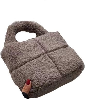 Generic Womens Plush Bags Furry Handbag Womens Handheld Bag Boulder Daily Matching Accessory(Light brown)