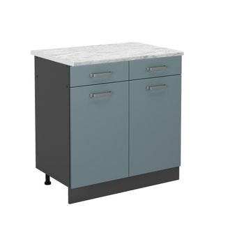 Vicco Mueble Bajo De Cocina R-line, Gris Azulado, 80 Cm Et M&aacute;rmol, Vicco