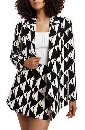 River Island Structured Double Breasted Blazer in Black at Nordstrom, Size 8