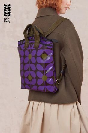 Orla Kiely Womens Purple Retro Stem Print Backpack With Laptop Sleeve - One Size
