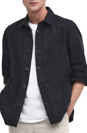 Barbour Washed Cotton Twill Overshirt in Navy at Nordstrom, Size X-Large