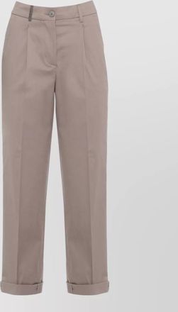 PESERICO pleated front cotton trousers side detail