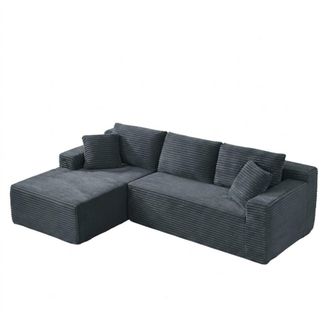 Urban Meuble Sof&aacute; de esquina modular de 3 plazas, espuma viscoel&aacute;stica, gris oscuro