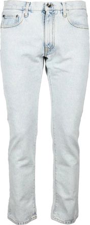 Off-white Light Blue Straight Leg Cotton Jeans