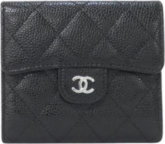Chanel Pre-owned Wallets, male, Black, Size: ONE SIZE Pre-owned Timeless Classic Line Grained Calfskin Wallet