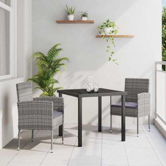 vidaXL Vidaxl - Conjunto De Comedor De Jard&iacute;n Con Coj&iacute;n 3 Pcs Gris Polirat&aacute;n