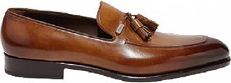 Ferragamo Mens Leather Tassels Moccassin In Amber