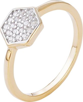 Adornia 14K Gold Plated Pavé Cubic Zirconia Mini Hexagon Ring at Nordstrom Rack, Size 7
