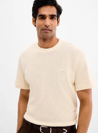 Lacoste Mens Openwork dot knit T-shirt