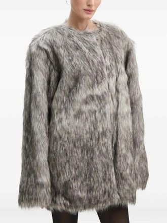 Gestuz WiliaGZ mottled-faux-fur coat - Grey
