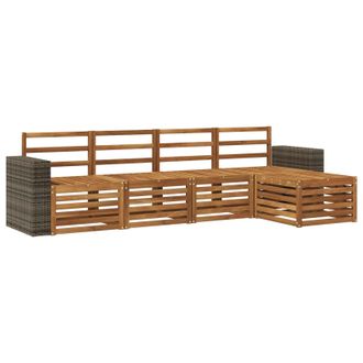 vidaXL Conjunto De Sof&aacute;s De Exterior 5 Pcs Natural Vidaxl