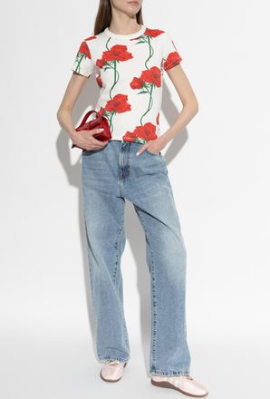 Kenzo T-shirt With Floral Motif, Womens, White