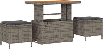 vidaXL Vidaxl - Garden Sofa Set Height-Adjustable 9 pcs Grey Poly Rattan