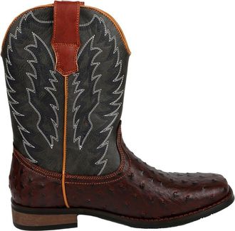 Generic Mens Mid-Calf Western Cowboy Boots, Round Toe Non-Slip Motorcycle Riding Boots, Fashion Waterproof Outdoor Shoes with Embroidered Design,C,12.5 UK