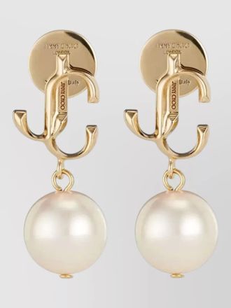 Jimmy Choo London metal jc pearl drop stud earrings