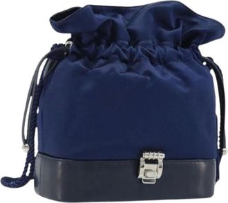 Gucci Pre-owned Bucket Bags, female, Blue, Size: ONE SIZE Pre-owned Vintage Satin Shoulder Bag
