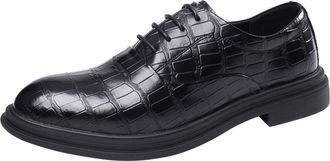 Generic Mens Wedding Dress Shoes Classic Patent Lace-ups Oxfords Pointed Toe Leather Shoe Block Heel Non Slip Fashion Wide Footwear for Both Office and Leisur