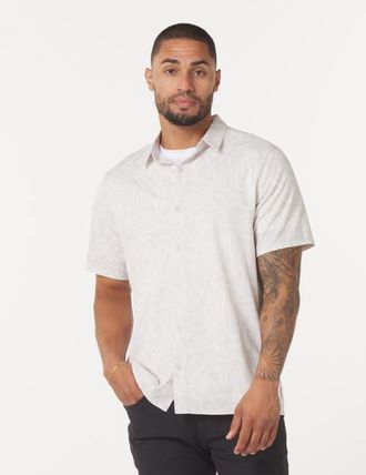 Glyder Zephyr Shirt in Oatmilk Palm Daze Print at Nordstrom, Size Xx-Large