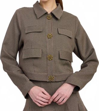 En Saison Aubrielle Jacket In Tan Burgundy Black