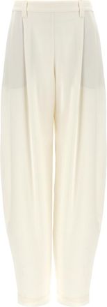 Brunello Cucinelli White Relaxed Pleated Pants