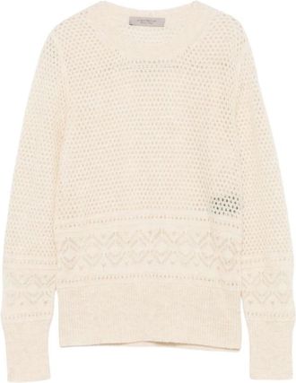 D.exterior 6Vani Ronde Hals Gebreide Trui - Dames - Ronde hals truien - Beige - M - Truien & Vesten