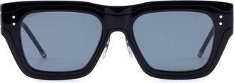 Thom Browne Elegante Rechthoekige Zwarte Zonnebril - Heren - Zonnebrillen - Zwart - ONE Size - Accessoires