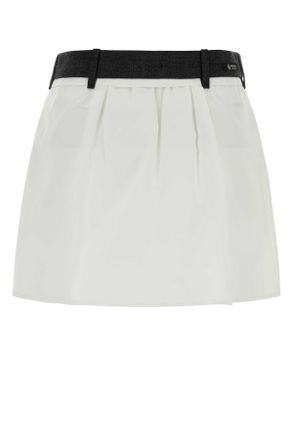 Prada Womens White Poplin Mini Skirt Bianco Exterior: Cotton Gonne