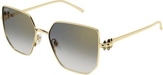 Cartier Vierkante Zonnebril - Dames - Zonnebrillen - Geel - 56 MM - Nylon - Accessoires
