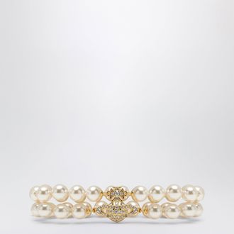 Vivienne Westwood Bracciale Orb oro a due giri con perle