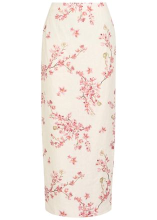 Agua Bendita Lirica Floral-print Linen Maxi Skirt - Multicoloured - L (UK12)