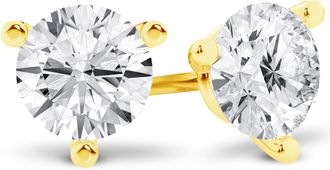 Grown Brilliance 14K Yellow Gold IGI Certified 1.50 Carat Round Cut Lab Grown Diamond Stud Earrings, VS Clarity, E-F Color, Screw Back