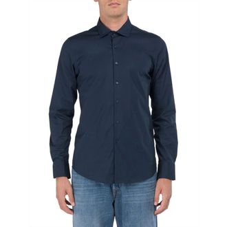 Replay Overhemden, Heren, Blauw, 2Xl, Katoen, Slim-Fit Poplin Shirt