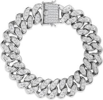 The Diamond Store 3.50ct Mens Lab Diamond Cuban Link Bracelet in 925 Sterling Silver