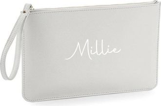 Generic Personalised Saffiano Leather Clutch Bag Zip Pouch (Grey)
