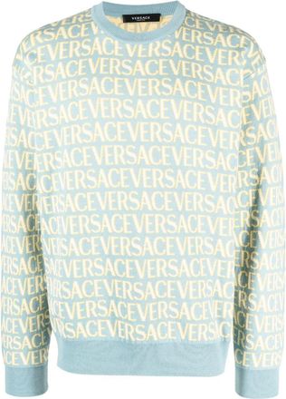Versace Versace Allover jumper - men - Cotton - 48 - Blue