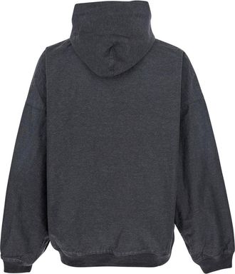 Balenciaga Mens Grey Sweatshirt With Hood And Logo Detail Cotton Sweatshirts Sweater