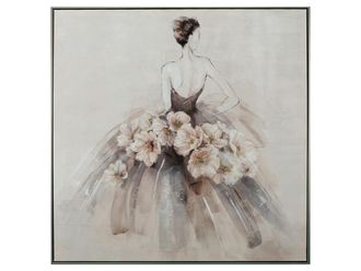 Schubiger M&ouml;bel Bild mit Rahmen Dame im Ballkleid mit Blumen