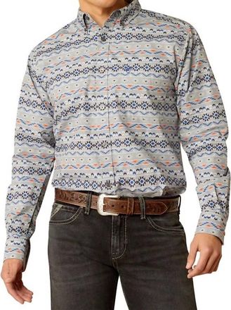 Ariat Richie Long Sleeve Fitted Buttondown Shirt In Grey Print