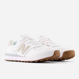 New Balance Womens 574 Golf Shoes In White/tan