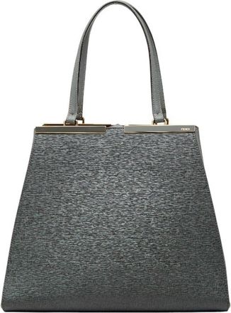 Fendi Gray Leather Shoulder Bag Tote Bag (Pre-Owned)