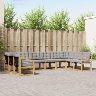vidaXL Vidaxl Set Di Divani Da Esterno 10 Pz Bianco E Grigio Chiaro