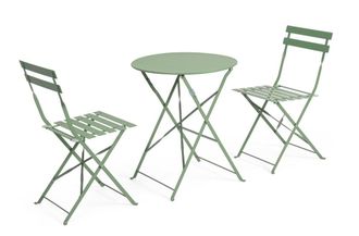 BIZZOTTO Juego de mesa plegable y 2 sillas de acero verde