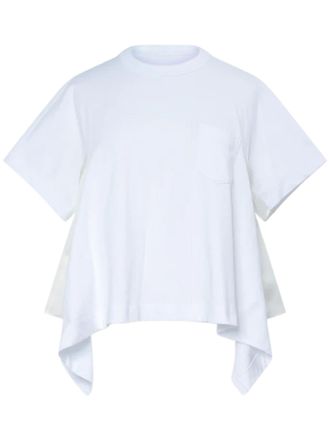 sacai Satin Cotton Jersey T-Shirt with Asymmetrical Hem