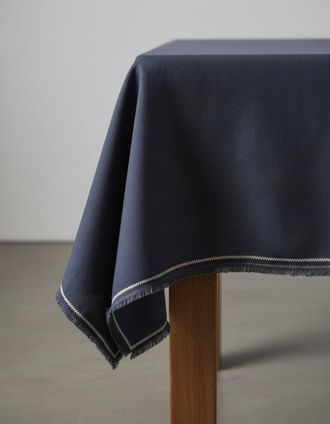 Bazar Bizar Mantel de lino negro con borde natural 150x250x2 cm