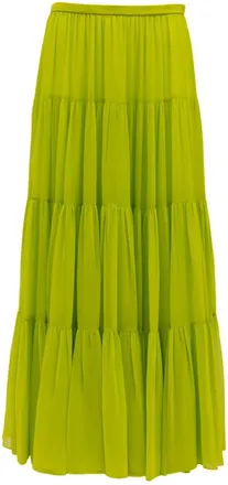 Valentino Garavani Rokken, Dames, Groen, S, Polyester, Maxi Rok met Ruches