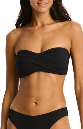Sea Level Australia Essentials Edit Twist Front Bikini Top in Black at Nordstrom, Size 12 Us